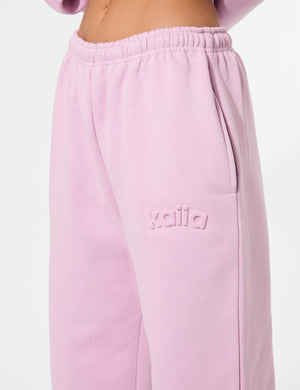 Kaiia Embossed Logo Wide Leg Joggers Parma Violet