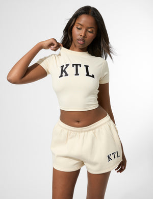 Kaiia KTL Logo Mini Sweat Shorts Buttercream