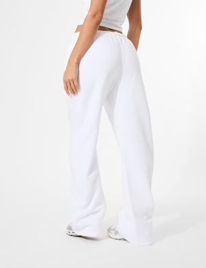 Kaiia Embossed Logo Wide Leg Joggers White