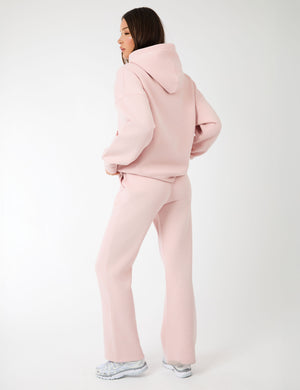 Kaiia Label Logo Exposed Waistband Wide Leg Joggers Dusty Pink