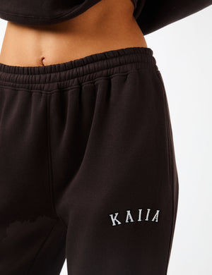 Kaiia Logo Wide Leg Joggers Brown