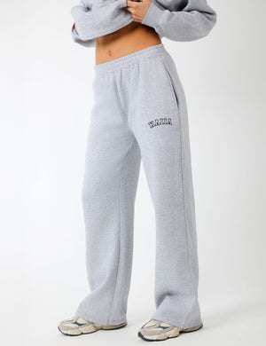 Kaiia Logo Wide Leg Joggers Grey Marl & White
