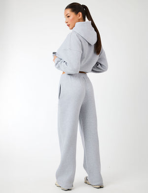 Kaiia Logo Wide Leg Joggers Grey Marl & White