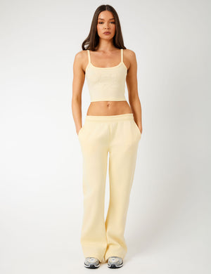 Kaiia KTL Logo Wide Leg Joggers Lemon Frosting