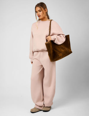 Kaiia The Label Seam Detail Side Pocket Barrel Leg Joggers Pink Champagne