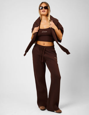 Kaiia Script Wide Leg Joggers Peppercorn