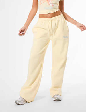 Kaiia Slogan Wide Leg Joggers Lemon