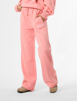 Kaiia Logo Wide Leg Joggers Bright Coral