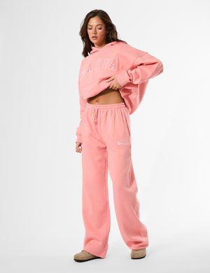Kaiia Logo Wide Leg Joggers Bright Coral