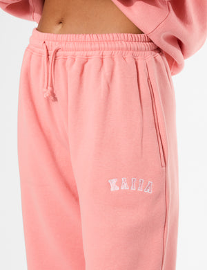 Kaiia Logo Wide Leg Joggers Bright Coral