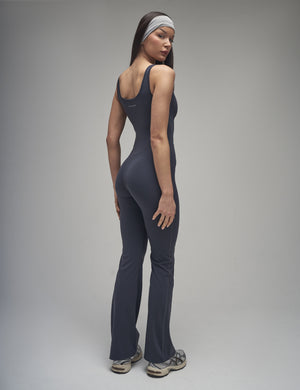 Kaiia Sculpt Wide Leg Unitard Graphite Grey
