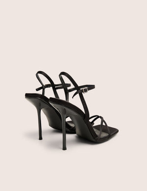 Moss Black Velvet Strappy Stiletto Heels