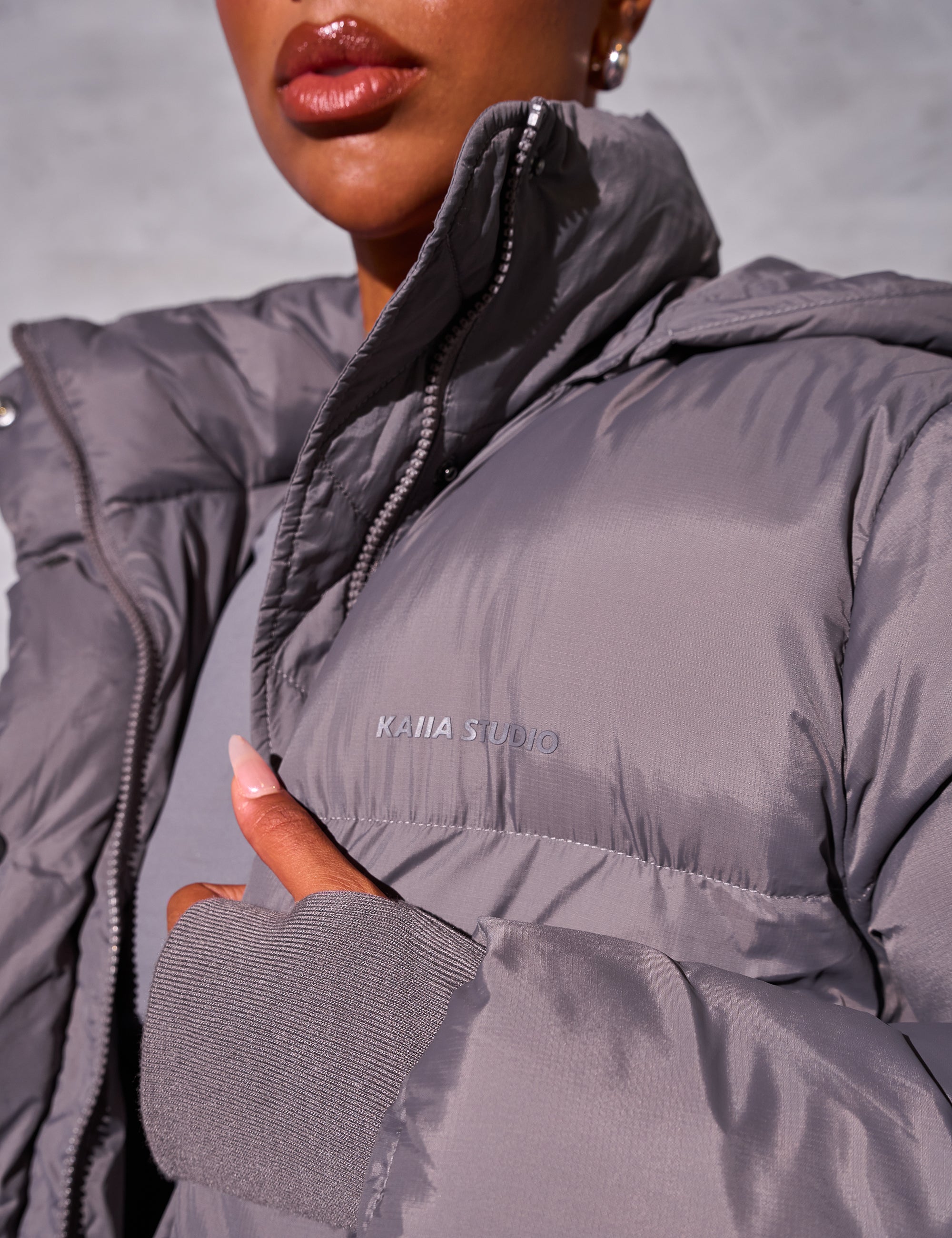 Kaiia Studio Oversized Puffer Coat Grey | Public Desire