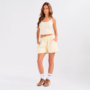 Kaiia Embossed Logo Sweat Shorts Lemon