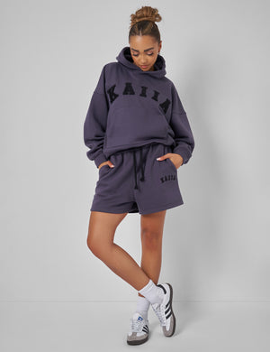 Kaiia Logo Relaxed Sweat Short Dark Grey