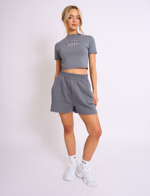 Kaiia Logo Sweat Shorts in Charcoal Grey