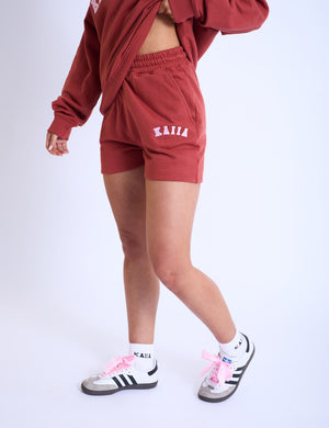 Kaiia Sweat Shorts Rust & Pink