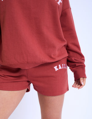 Kaiia Sweat Shorts Rust & Pink