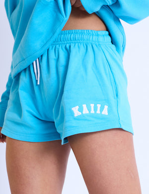 Kaiia Logo Mini Sweat Shorts Turquoise
