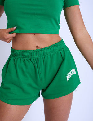 Kaiia Studio Bubble Logo Mini Sweat Shorts Green