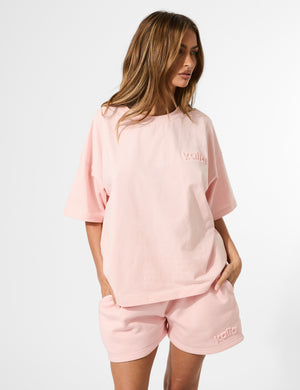 Kaiia Embossed Logo Sweat Shorts Sugar Pink