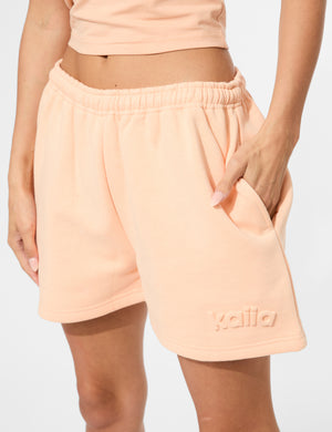 Kaiia Embossed Logo Sweat Shorts Orange Sherbet