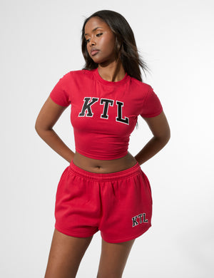 Kaiia KTL Logo Mini Sweat Shorts Red