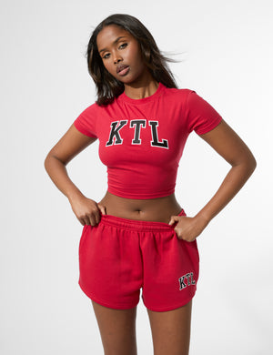 Kaiia KTL Logo Mini Sweat Shorts Red