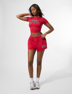 Kaiia KTL Logo Mini Sweat Shorts Red