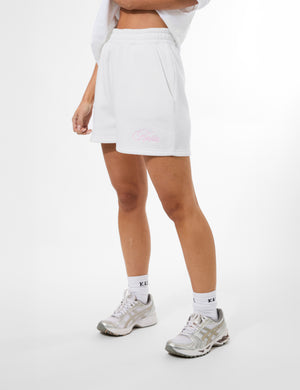 Kaiia Studio Script Logo Sweat Shorts White & Pink