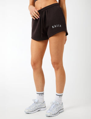 Kaiia Logo Sweat Shorts Brown