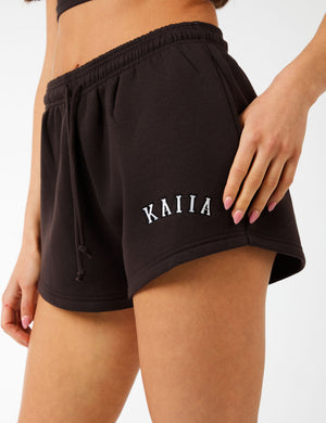 Kaiia Logo Sweat Shorts Brown