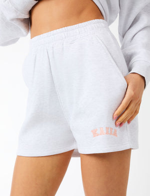 Kaiia Logo Sweat Shorts Light Grey Marl & Dusty Pink