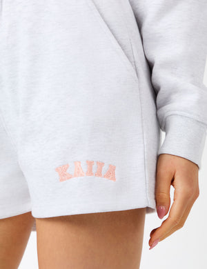 Kaiia Logo Sweat Shorts Light Grey Marl & Dusty Pink