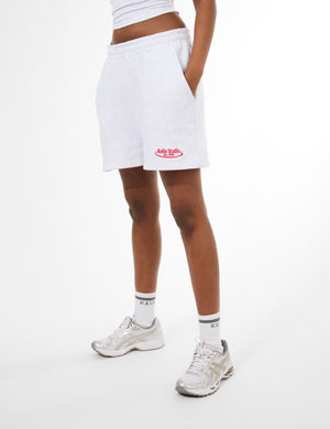 Kaiia Running Club Logo Sweat Shorts Light Grey Marl