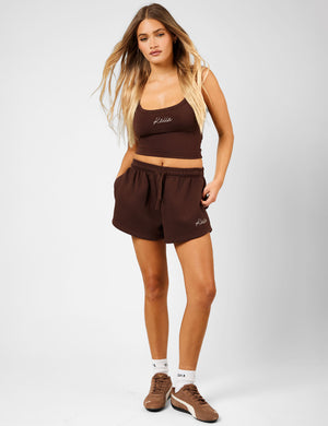 Kaiia Script Logo Mini Sweat Shorts Peppercorn