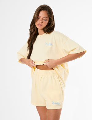 Kaiia Logo Mini Sweat Shorts Lemon