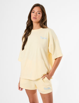 Kaiia Logo Mini Sweat Shorts Lemon