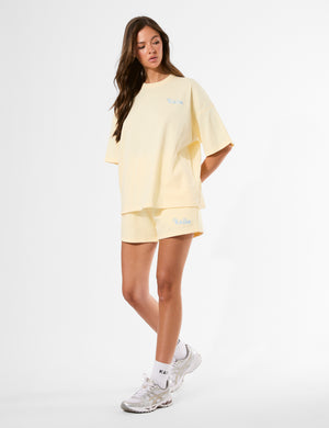 Kaiia Logo Mini Sweat Shorts Lemon