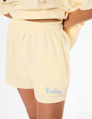 Kaiia Logo Mini Sweat Shorts Lemon