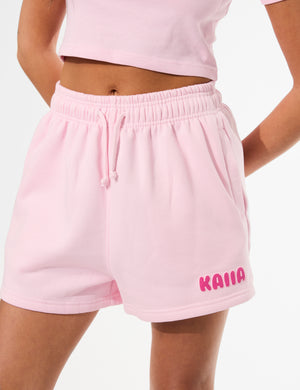 Kaiia Bubble Graphic Sweat Shorts Baby Pink & Hot Pink