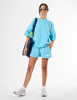 Kaiia Bubble Graphic Sweat Shorts Pool Blue