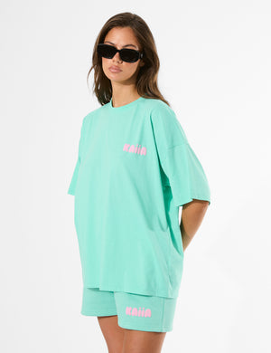 Kaiia Bubble Graphic Sweat Shorts Spearmint & Baby Pink