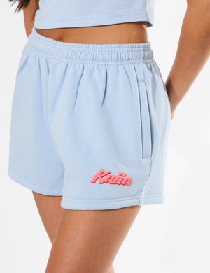 Kaiia Bubble Graphic Mini Sweat Shorts Baby Blue & Coral