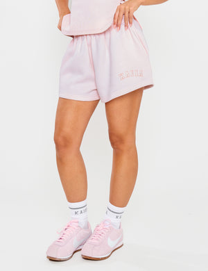 Kaiia Slogan Mini Sweat Shorts Shell Pink