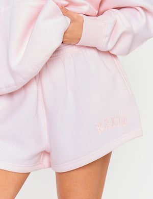 Kaiia Slogan Mini Sweat Shorts Shell Pink