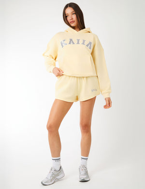 Kaiia Logo Mini Sweat Shorts Soft Yellow & Grey