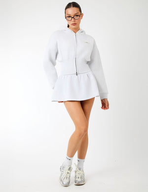 Kaiia Label Logo Mini Sweat Skirt Light Grey Marl