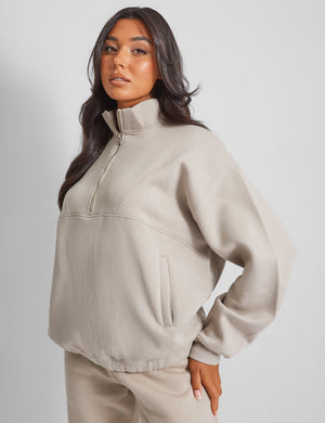 Half Zip Oversized Sweatshirt Stone