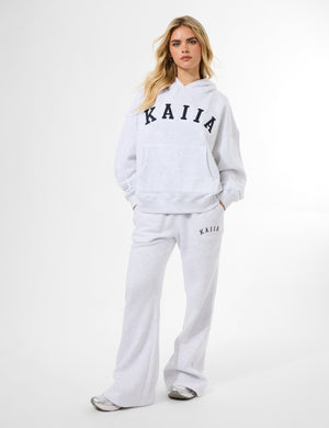Kaiia Slogan Oversized Hoodie In Grey Marl